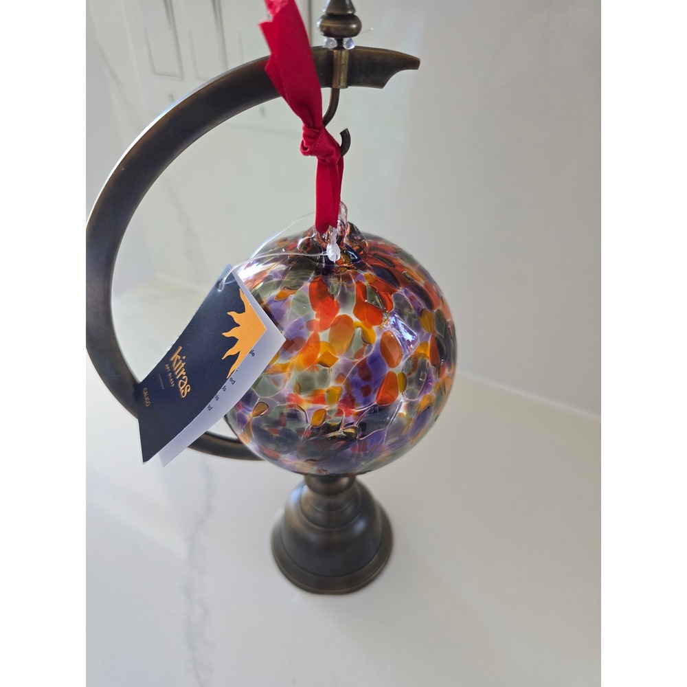 Kitras‎ Art Glass Calico Friendship Ball Handblown Glass Ornament NEW NO STAND